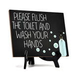 Signs ByLITA Please Flush The Toilet And Wash Your Hands, Hygiene Sign, 6" x 8"
