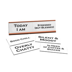 Today I am, Mood Meter Word Play Nameplate, Rose Gold Desk Sign, Novelty Gift Nameplate, 6 Interchangeable Tiles (2 x 8")