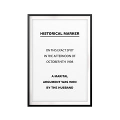 Funny Material Historical Marker UNFRAMED Print Funny Quote Wall Art