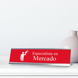 Especialista de Mercado, Red Silver Frame Desk Sign (2 x 8")