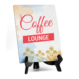 Signs ByLita Coffee Lounge, Blue Watercolor Table Sign (6 x 8