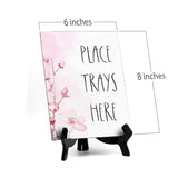Place Trays Here Table Sign with Easel, Floral Vine Design (6 x 8")