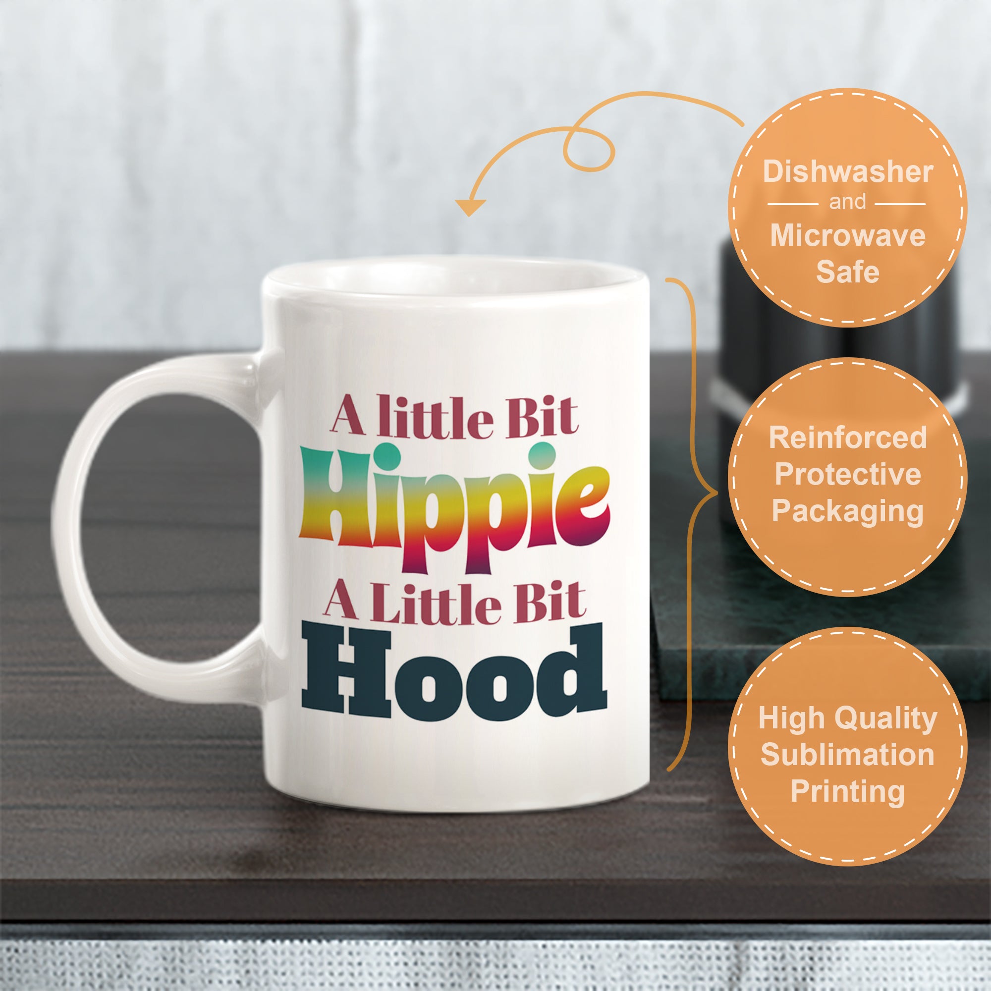 A little bit Hippie A Little Bit Hood, Novelty Coffee Mug Drinkware Gift