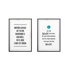 Cute Couples Quotes Wall Art UNFRAMED Print (2 Pack)