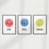 Rock Paper Scissors (Set of 3) UNFRAMED Print Home Décor, Kids Wall Art
