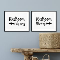 Restrooms Wall Art UNFRAMED Print (2 Pack)