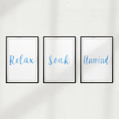 Relax, Soak, Unwind UNFRAMED Prints (Set of 3) Home Décor, Quote Wall Art