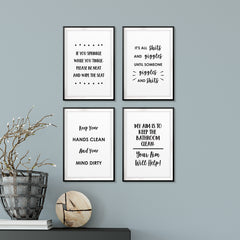 Toilet Humour Wall Art UNFRAMED Print (4 Pack)