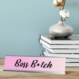 Boss B*tch, Light Pink Novelty Office Gift Desk Sign (2 x 8")