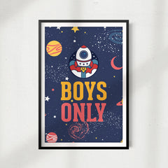 Boys Only, Kids UNFRAMED Print Décor Wall Art