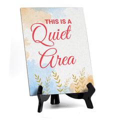 Signs ByLita This is a quiet area, Blue Watercolor Table Sign (6 x 8")