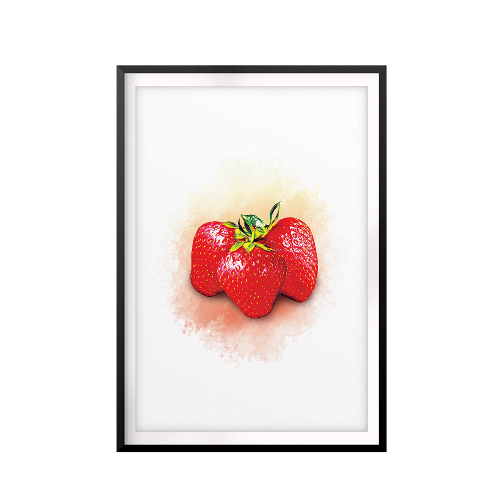 Strawberries Watercolor UNFRAMED Print Fruit Wall Art