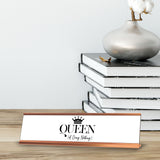 Queen Of Doing Nothing, Gold Frame Desk Sign (2x8¨)