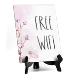 Free Wifi Table Sign with Easel, Floral Vine Design (6 x 8")