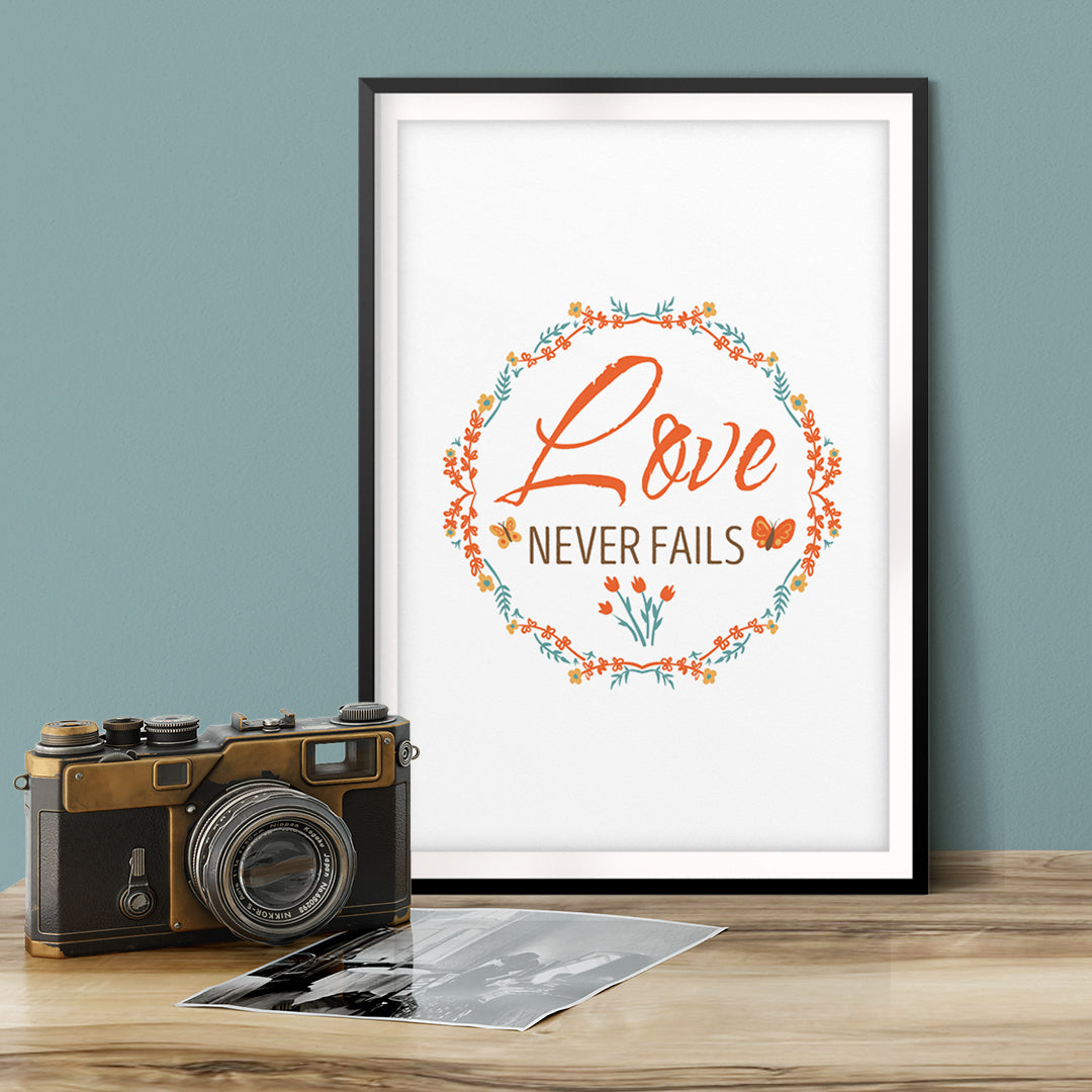 Love Never Fails UNFRAMED Print Home Decor Wall Art