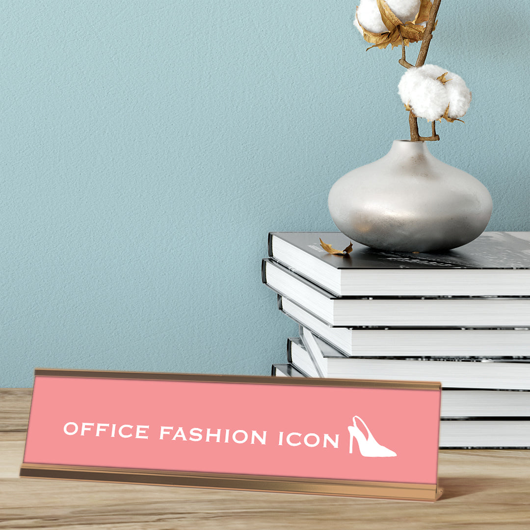 Office Fashion Icon, Pink Novelty, Rose Gold Frame Desk Design (2X8)