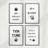 Tea & Coffee Appreciation Wall Art UNFRAMED Print (4 Pack)