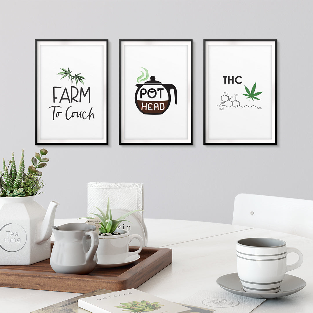 pothead stoner bedroom decorations Refined Stoner Wall Art UNFRAMED Print (3 Pack) – Designs ByLITA