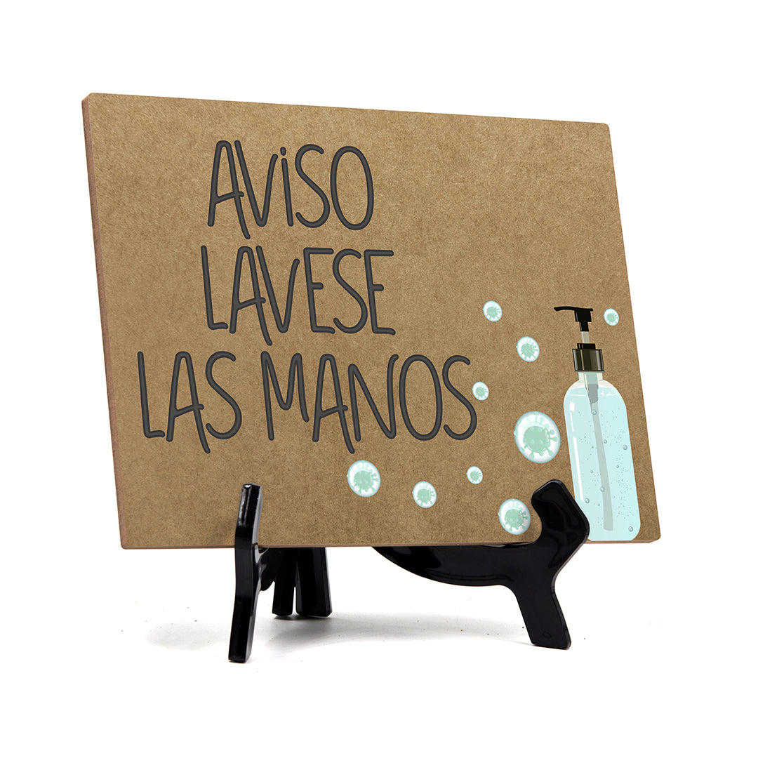 Signs ByLITA Aviso Lavese Las Manos, Hygiene Sign, 6" x 8"