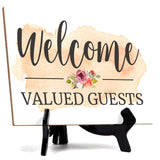 Signs ByLita Welcome valued guests, Table Sign With Acrylic Stand (8 x 6")
