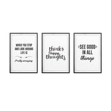 Positive Thoughts Wall Art UNFRAMED Print (3 Pack)