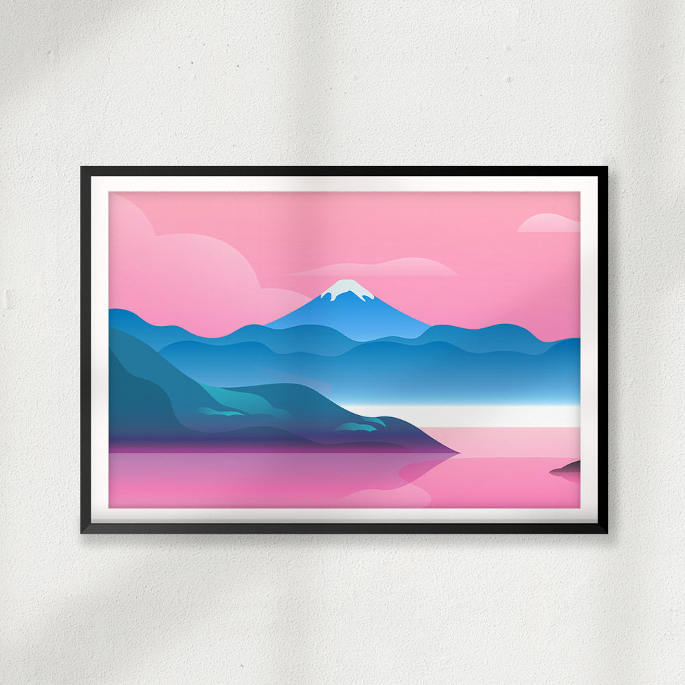 Pink Sky Mountains UNFRAMED Print Scenary Wall Art