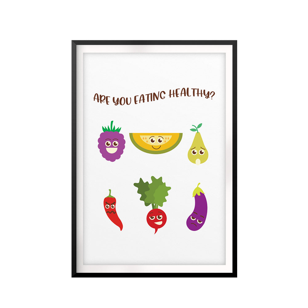 Cute Healthy Eating UNFRAMED Print Emoji Wall Art