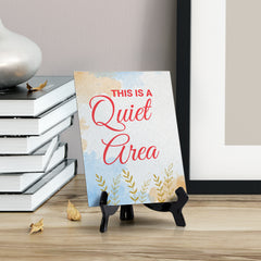 Signs ByLita This is a quiet area, Blue Watercolor Table Sign (6 x 8")