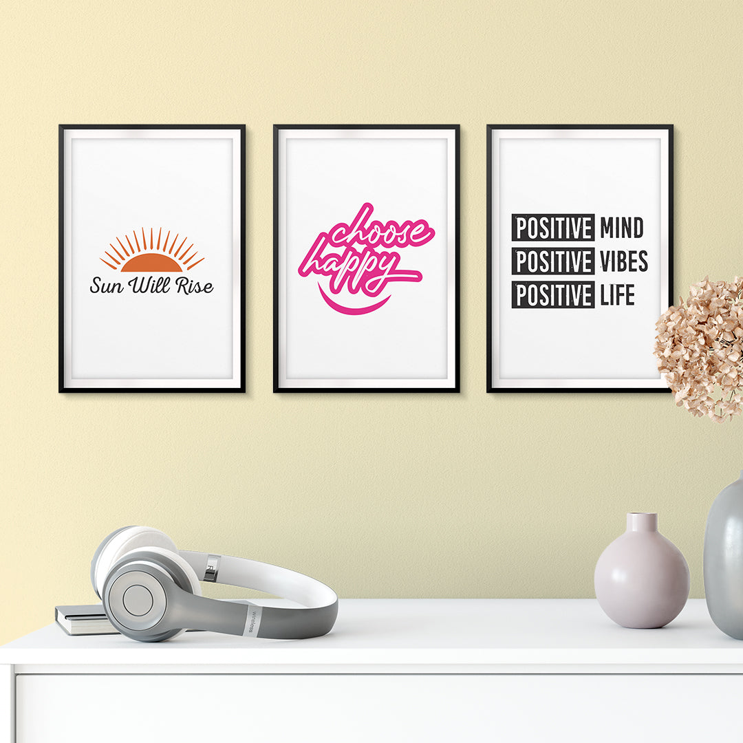 Think Positively Wall Art UNFRAMED Print (3 Pack)