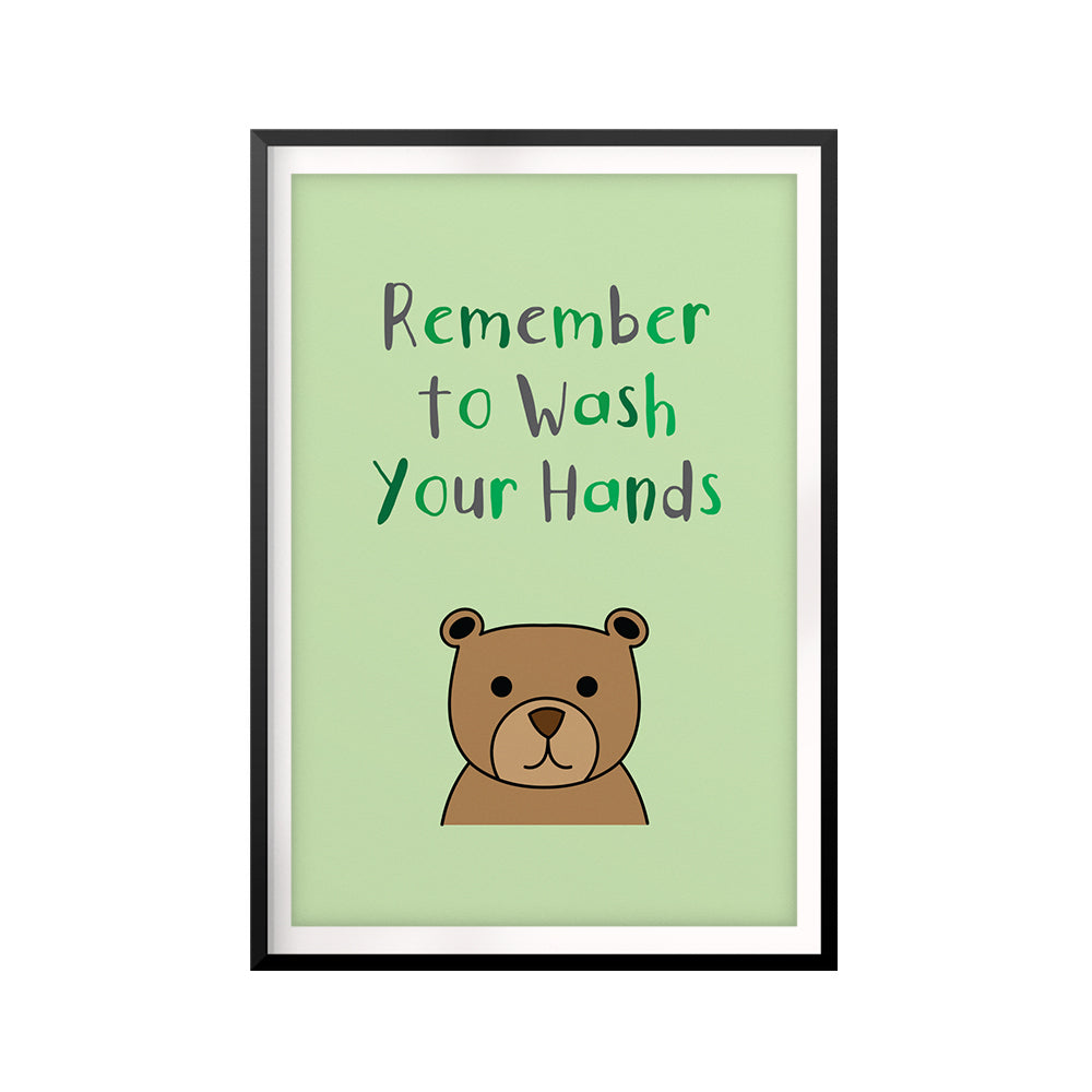 Remember To Wash Your Hands UNFRAMED Print Kids Bathroom Wall Art