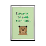 Remember To Wash Your Hands UNFRAMED Print Kids Bathroom Wall Art