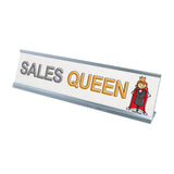 Sales Queen, Stick People Desk Sign, Novelty Nameplate (2 x 8")