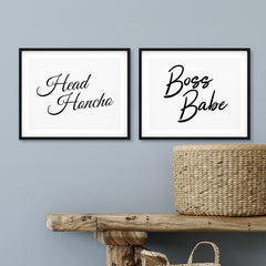 His & Her Boss Wall Art UNFRAMED Print (2 Pack)