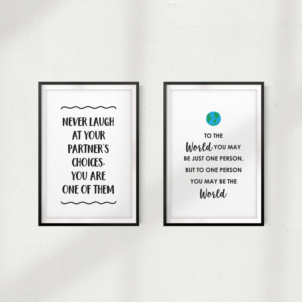 Cute Couples Quotes Wall Art UNFRAMED Print (2 Pack)
