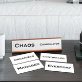 Chaos Coordinator Word Play Nameplate, Rose Gold Desk Sign, Novelty Gift Nameplate, 6 Interchangeable Tiles (2 x 8")