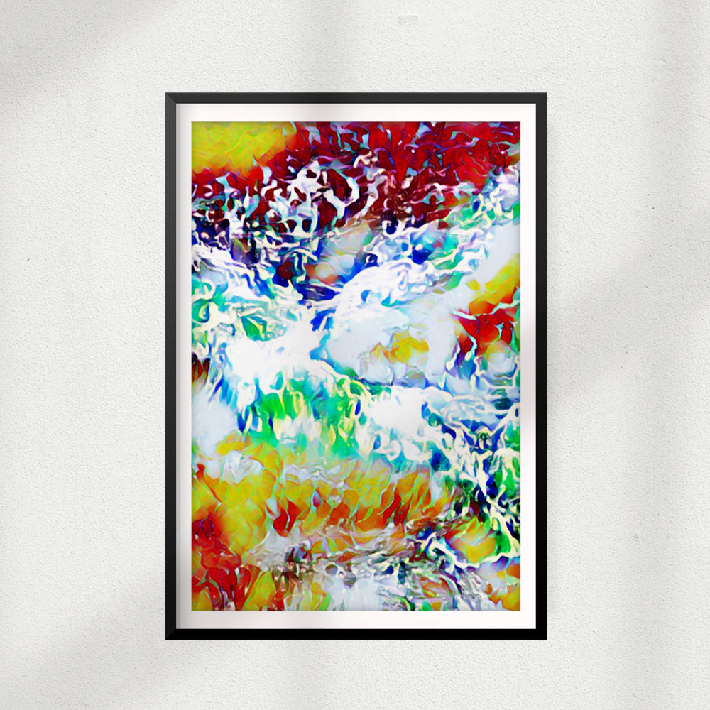 Neon Abstract Waves UNFRAMED Print Nature Wall Art