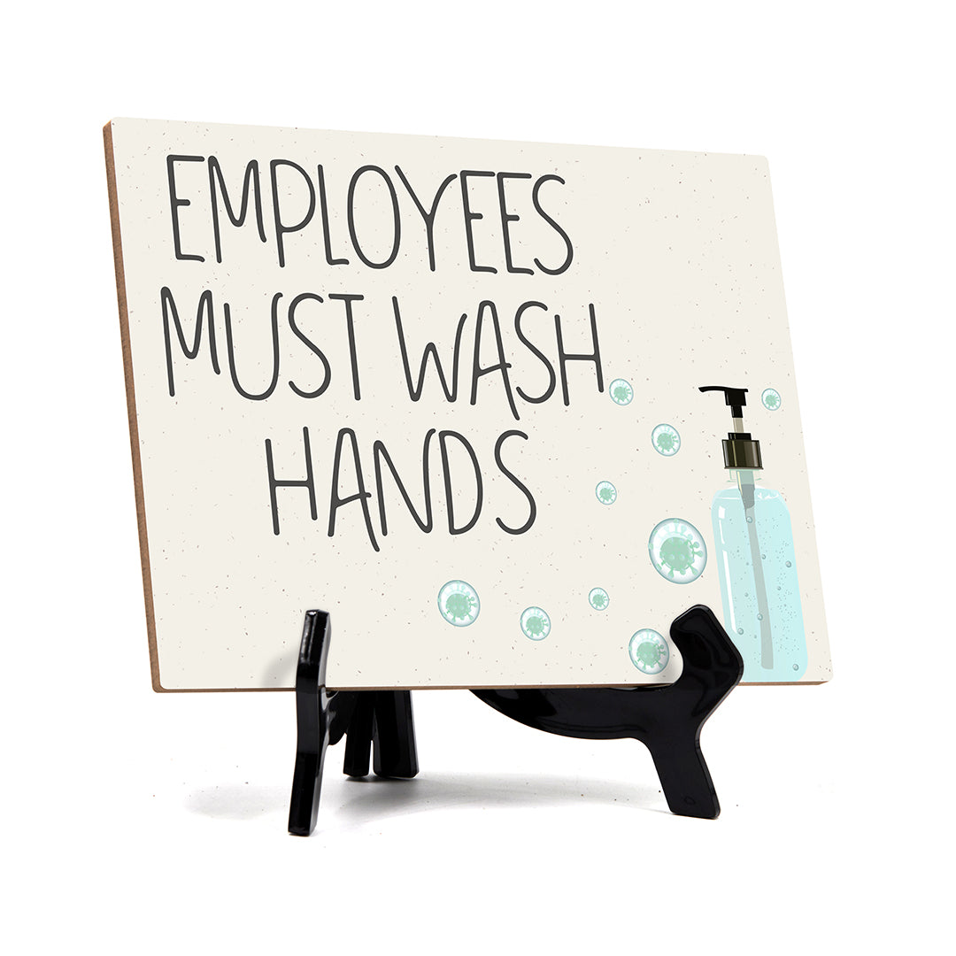 Signs ByLITA Employees Must Wash Hands, Hygiene Sign, 6" x 8"