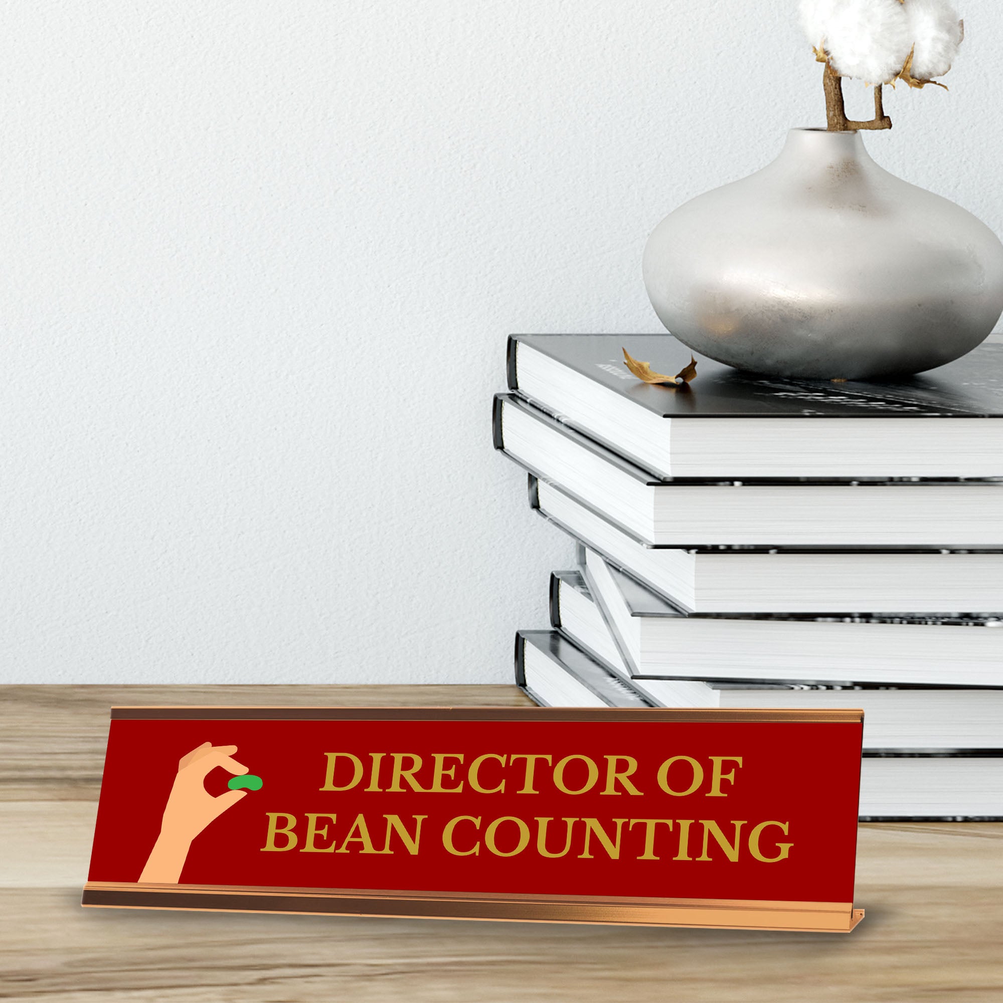 Director of Bean Counting, Gold Frame, Desk Sign (2x8)