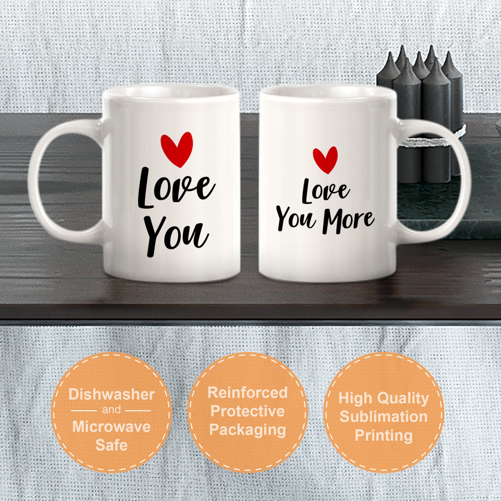 Love You / Love You More (2 Pack) Coffee Mug