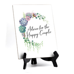 Advice for the Happy Couple Table Sign and Easel Floral Crescent Design (6 x 8")