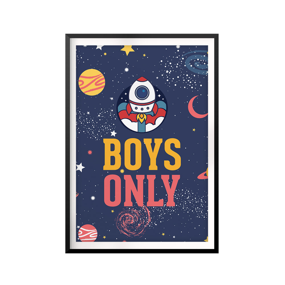 Boys Only, Kids UNFRAMED Print Décor Wall Art