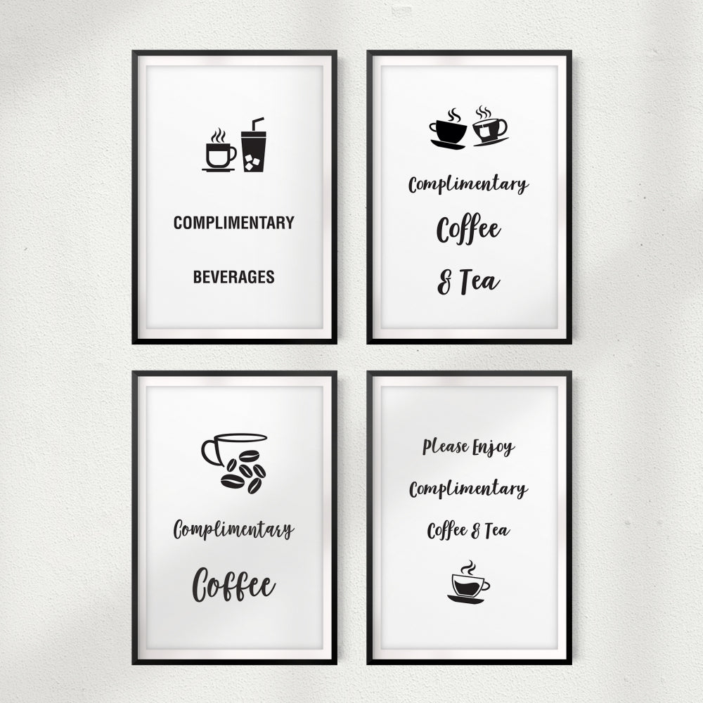 Complimentary Tea & Coffee Wall Art UNFRAMED Print (4 Pack)