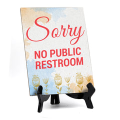 Signs ByLita Sorry No Public Restroom, Blue Watercolor Table Sign (6 x 8")