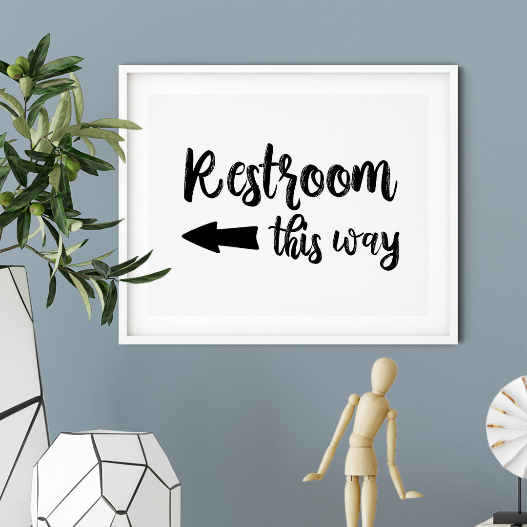Restrooms This Way (Left Arrow) UNFRAMED Print Business & Events Decor Wall Art