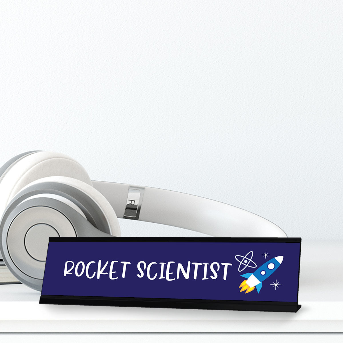 Rocket Scientist, Dark Blue Designer Series Desk Sign, Novelty Nameplate (2 x 8")