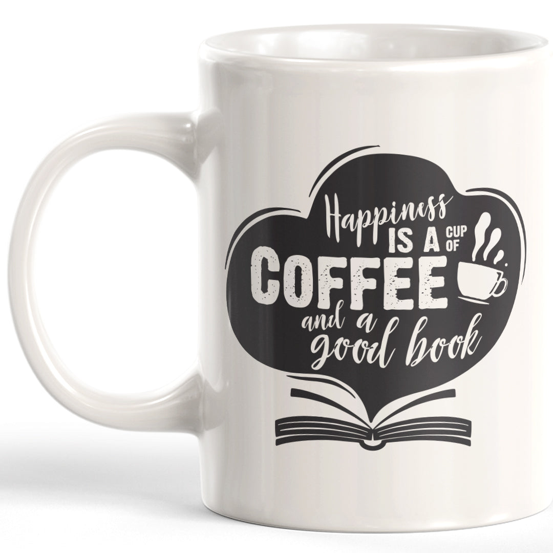 Happiness Is A Cup Of Coffee And A Good Book Coffee Mug