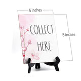 Collect Here Table Sign with Easel, Floral Vine Design (6 x 8")