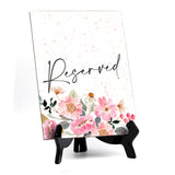 Reserved Table Sign with Easel, Floral Watercolor Design (6" x 8")