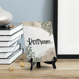 Restroom Table Sign with Green Leaves Design (6 x 8")