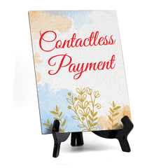 Signs ByLita Contactless payment, Blue Watercolor Table Sign (6 x 8")